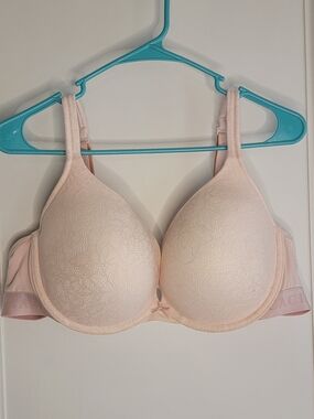 Lane Bryant Pale Pink Lace-Pattern Boost Plunge Bra NWOT